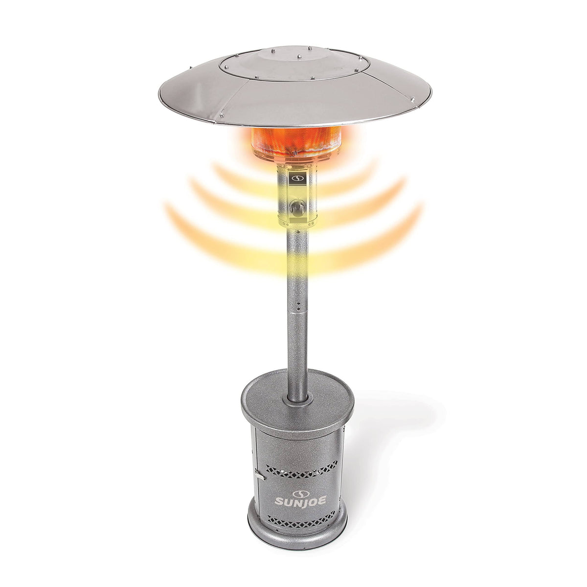 Sun Joe SJPPH48 - SLV Outdoor Propane Powered Patio Heater w/ Wheels, Tip Over & Overheat Protection, 48,000 BTU (Silver)