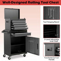 2 - in - 1 Rolling Tool Chest, 5-Drawer Tool Storage Cabinet with Wheels, Adjustable Shelf, Tool Box Organizer for Garage Warehouse Workshop