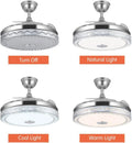 42"invisible Chandelier Ceiling Fan with Light and Bluetooth Speaker, Modern 3 Color Change Crystal Ceiling Fan Light