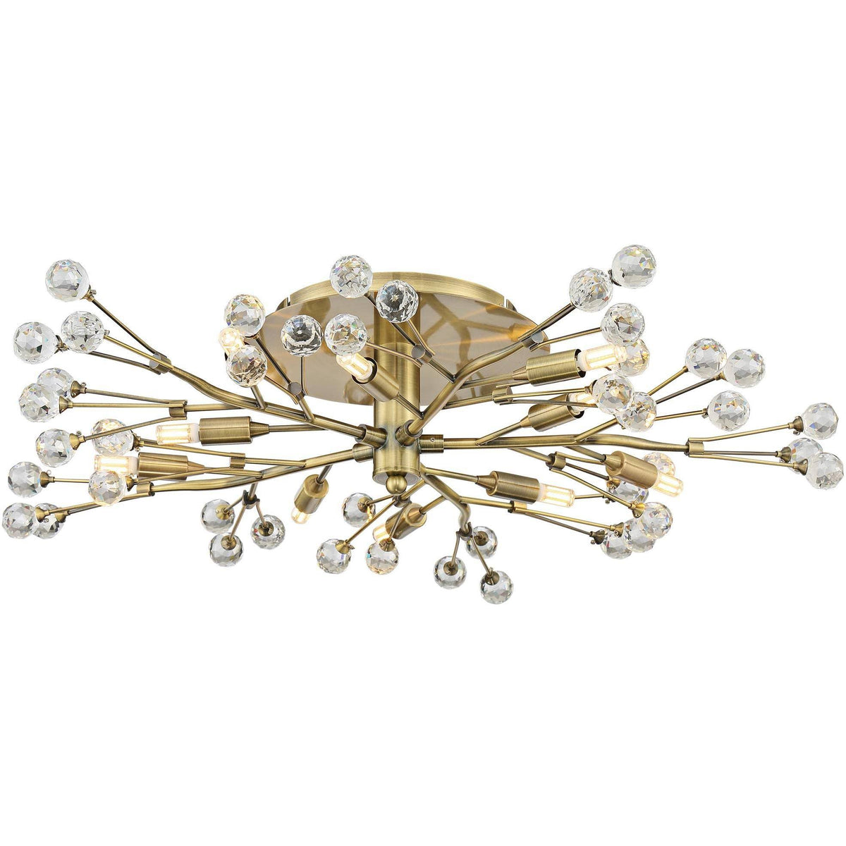 Possini Euro Design Ceiling Light Semi Flush Mount Fixture LED Brass 27 1/2" Wide 10-Light Crystal Berry for Living Room