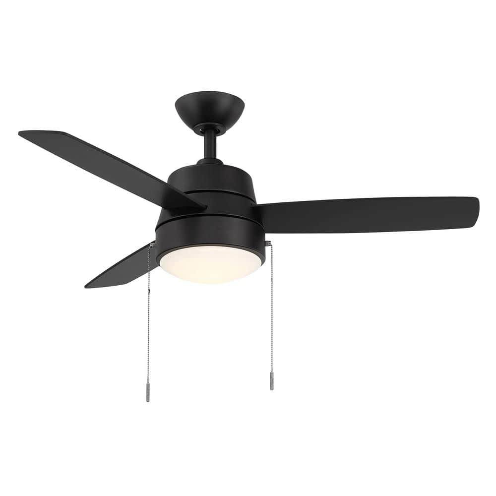 Hampton Bay SW19151P MBKMBK Caprice 44 in. Integrated LED Indoor Matte Black Ceiling Fan with Light Kit
