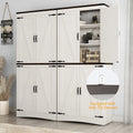 71" Tall Farmhouse Kitchen Pantry Cabinet, 5 Layers Storage Cabinet with Adjustable Shelves, Farmhouse Pantry Cabinet with 4 Barn Doors
