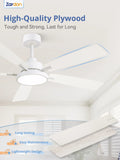 Zardon 52 in Black Ceiling Fan with LED Light and Remote, Downrod 6-Speed and Quiet Reversible DC Motor for Bedroom, Living Room, Indoor