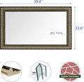 H - A Black&Gold Framed Rectangle Bathroom Mirrors for Wall, Wall Mounted Vintage Mirror Vertical or Horizontal Hanging for Living Room, Bedroom (40''X24''Vintage)