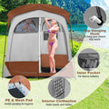 Favory Double - Room Shower Tent, Oversize Space Privacy Shelter for Camping with Floor, Portable Camping Changing Tent with Removable Rain Fly, Storage Bag for Dressing, Toilet, Brown