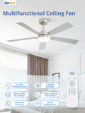 Zardon 52 in Black Ceiling Fan with LED Light and Remote, Downrod 6-Speed and Quiet Reversible DC Motor for Bedroom, Living Room, Indoor