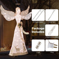 Tangkula 5 FT Lighted Christmas Angel, Outdoor Pre - lit 3D Glittered Angel with 100 Warm White Lights