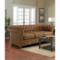 Hancock Tufted Top Grain Italian Leather Chesterfield Sofa - Dimensions: 31" H x 86" W x 40" D