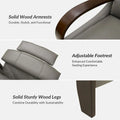 Set of 2 Alex Mid - Century Modern Genuine Leather Manual Recliners with Curved Wooden Arms