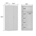 Freestanding 2 - Door Bedroom Armoire with Hanging Rod