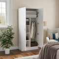 Freestanding 2 - Door Bedroom Armoire with Hanging Rod