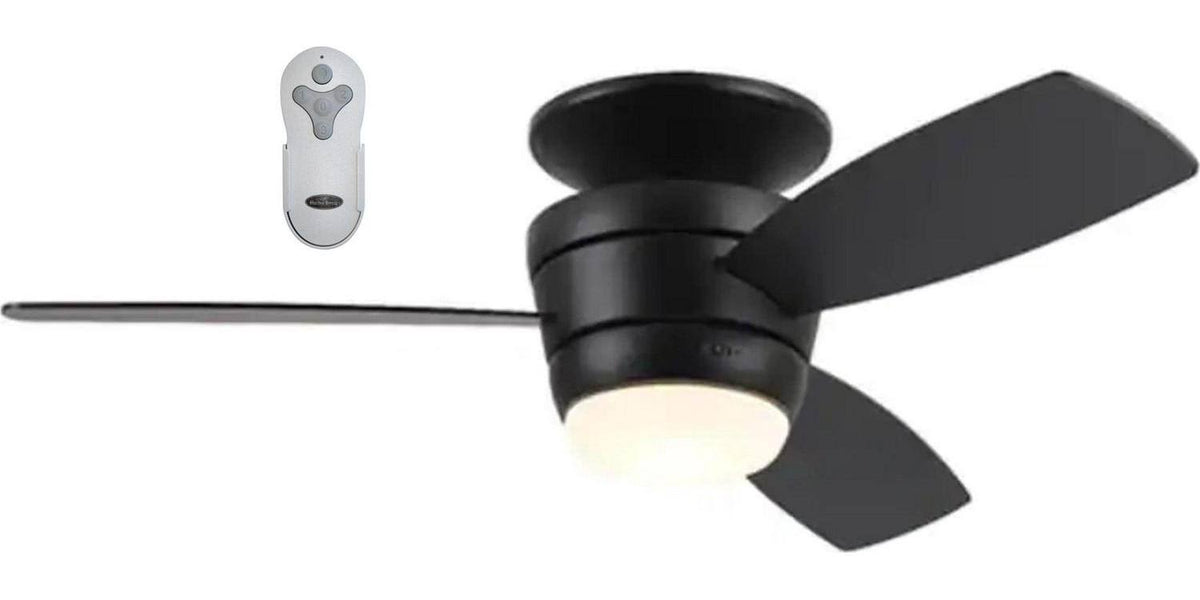 Harbor Breeze Mazon 44 - in Black LED Indoor Flush Mount Ceiling Fan with Light Remote (3 - Blade)