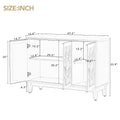 Mirrored Buffet Cabinet with Glass Doors and Silver Handles - 3 - Door Sideboard for Living Room, Hallway, and Dining Room