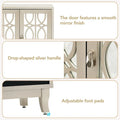 Mirrored Buffet Cabinet with Glass Doors and Silver Handles - 3 - Door Sideboard for Living Room, Hallway, and Dining Room