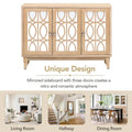 Mirrored Buffet Cabinet with Glass Doors and Silver Handles - 3 - Door Sideboard for Living Room, Hallway, and Dining Room