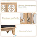 Mirrored Buffet Cabinet with Glass Doors and Silver Handles - 3 - Door Sideboard for Living Room, Hallway, and Dining Room