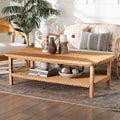 Minahasa Bohemian Braided Rattan Coffee Table in Light Honey