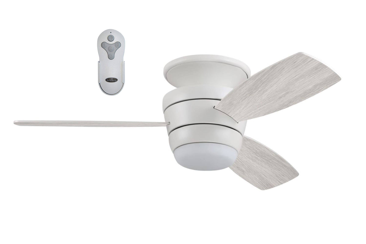 Harbor Breeze Mazon 44 - in White LED Indoor Flush Mount Ceiling Fan with Light Remote (3 - Blade)