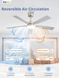 Zardon 52 in Black Ceiling Fan with LED Light and Remote, Downrod 6-Speed and Quiet Reversible DC Motor for Bedroom, Living Room, Indoor
