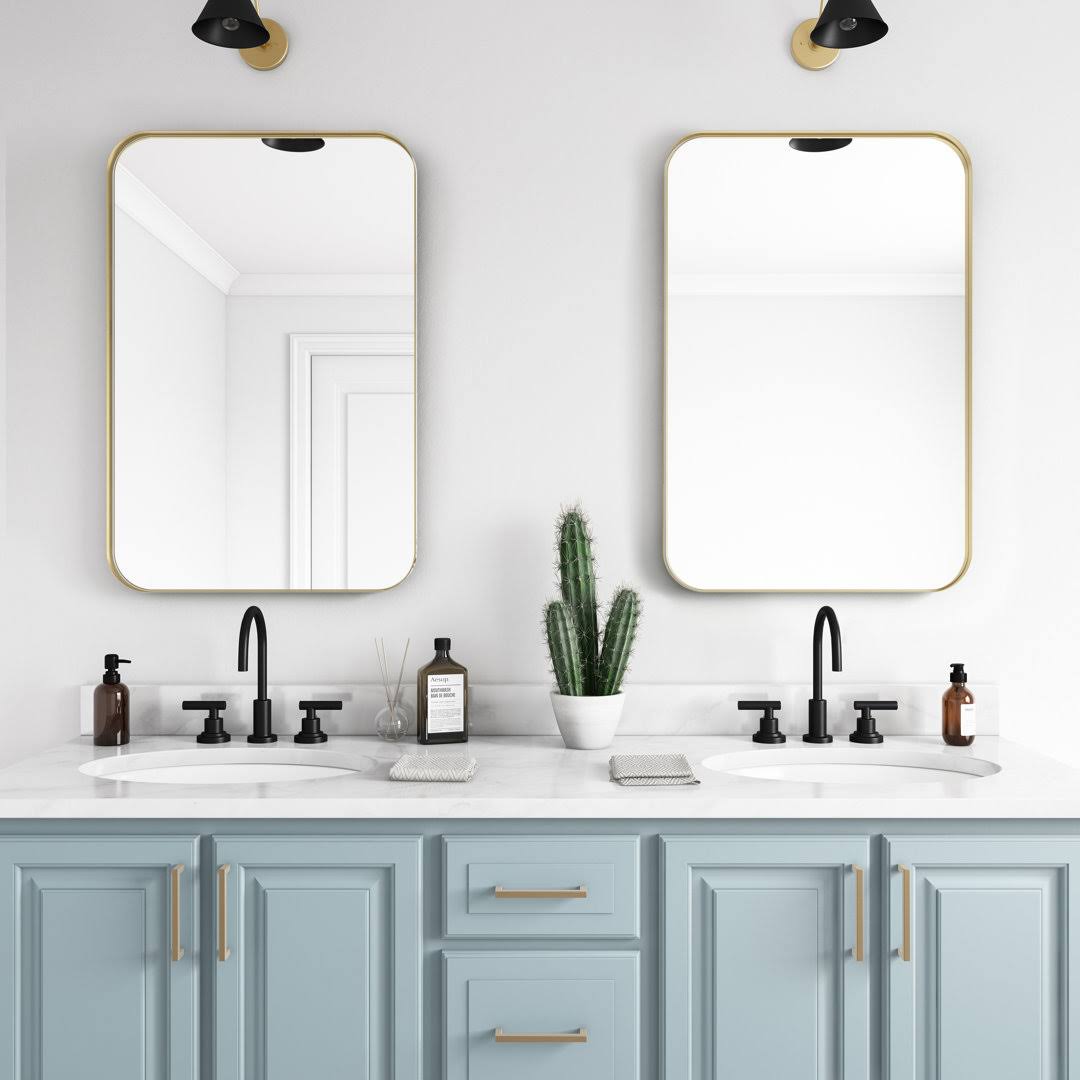 Weeksville Modern & Contemporary Bathroom / Vanity Mirror Orren Ellis Finish: Gold, Size: 40" x 30"