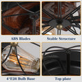 Industrial Cage Ceiling Fan - Low - Profile 7 - Blade Fan with Remote & Light - Modern Rustic Cooling for Small Spaces