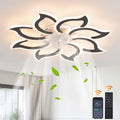 Garwarm Dimmable Ceiling Fan with Light and Remote Control, 27" Small Flush Mounted Ceiling Fan