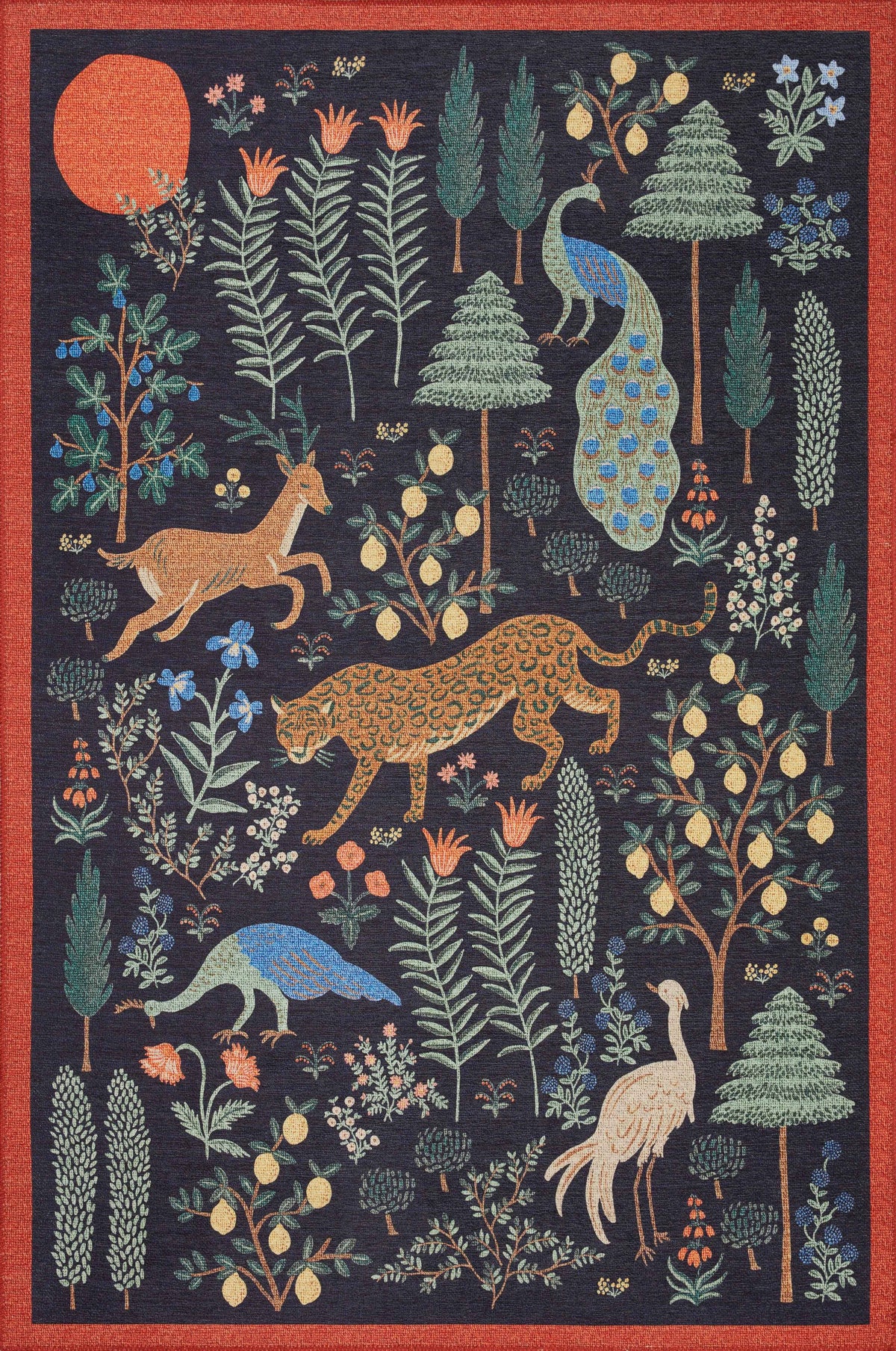 Rifle Paper Co. x Loloi 2'3" x 5'0" Black Menagerie Les Fauves (MEN-01) Runner Area Rug