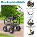 Portable Garden Hose Reel Cart Holds 300FT of 5/8" Large Capacity, Heavy - Duty Metal Hose Cart with 4 Wheels & Storage Basket for Lawn Yard