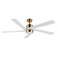 WINGBO 54 DC Ceiling Fan with Lights and Remote Control, 5 Reversible Carved Wood Blades Brass/Black