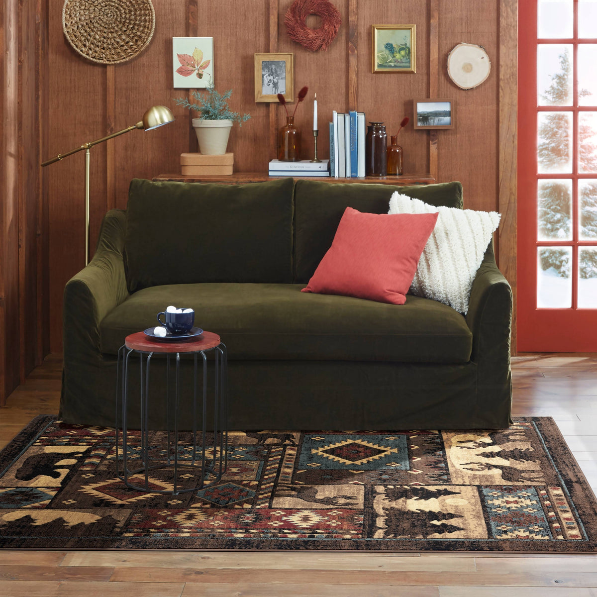 Home Dynamix Buffalo Bear Area Rug, 1'8 inchx2'7 inch, Brown/Red