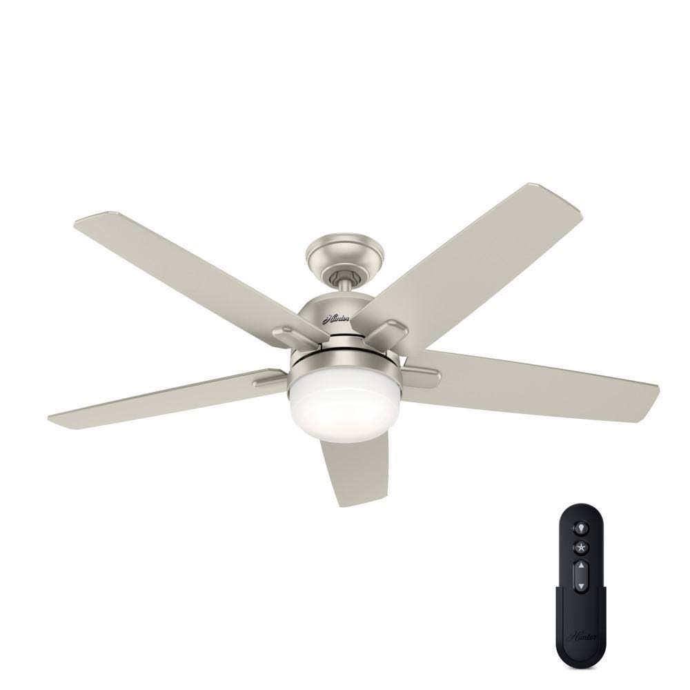 Hunter Cavera II 52 in. Indoor Matte Nickel WiFi - Enabled Smart Ceiling Fan with Light Kit & Remote