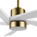 WINGBO 54 DC Ceiling Fan with Lights and Remote Control, 5 Reversible Carved Wood Blades Brass/Black
