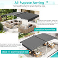 AECOJOY Free Standing Retractable Awning, 10'x10' Dual Side Patio Awnings Outdoor Manual Sun Shade Shelter, Dark Grey