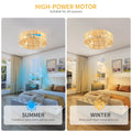 Dextrus 20" Caged Ceiling Fan with Lights and Remote Control, Rustic Farmhouse Flush Mount Design with Reversible DC Motor, 6 Speed Settings
