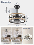 Zardon 52 in Black Ceiling Fan with LED Light and Remote, Downrod 6-Speed and Quiet Reversible DC Motor for Bedroom, Living Room, Indoor
