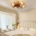 Industrial Cage Ceiling Fan - Low - Profile 7 - Blade Fan with Remote & Light - Modern Rustic Cooling for Small Spaces
