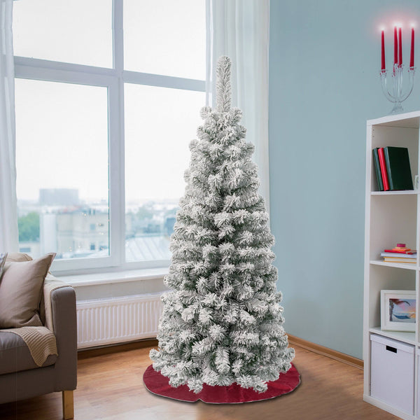 National Tree Company First Traditions Acacia Flocked Tree Slim Christmas Tree, 4.5 ft, Green