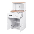 Kitchen Storage Cabinet Pantry Cabinet, White Storage Cupboard Pantry with 2 Doors, 2 Drawers & Microwave Shelf, Freestanding Kitchen Storage Buffet