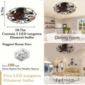 Industrial Cage Ceiling Fan - Low - Profile 7 - Blade Fan with Remote & Light - Modern Rustic Cooling for Small Spaces