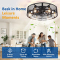 26 - Inch Farmhouse Caged Ceiling Fan with Light, Remote & APP Control Quiet DC Motor E26 Bulbs Included Black