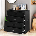 Segmart Black Chest of 4 Drawers, Wood Bedroom Furniture Chest Cabinet with Metal Handles for Kids Room