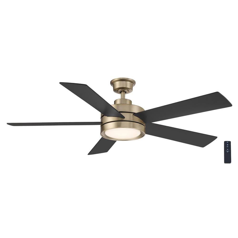 Home Decorators Collection Baxtan 56 in. Integrated LED Indoor Champagne Bronze Gold Ceiling Fan with Light and Remote Control
