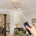 QHTX 18 - Inch White Vintage Caged Ceiling Fan with Remote Control