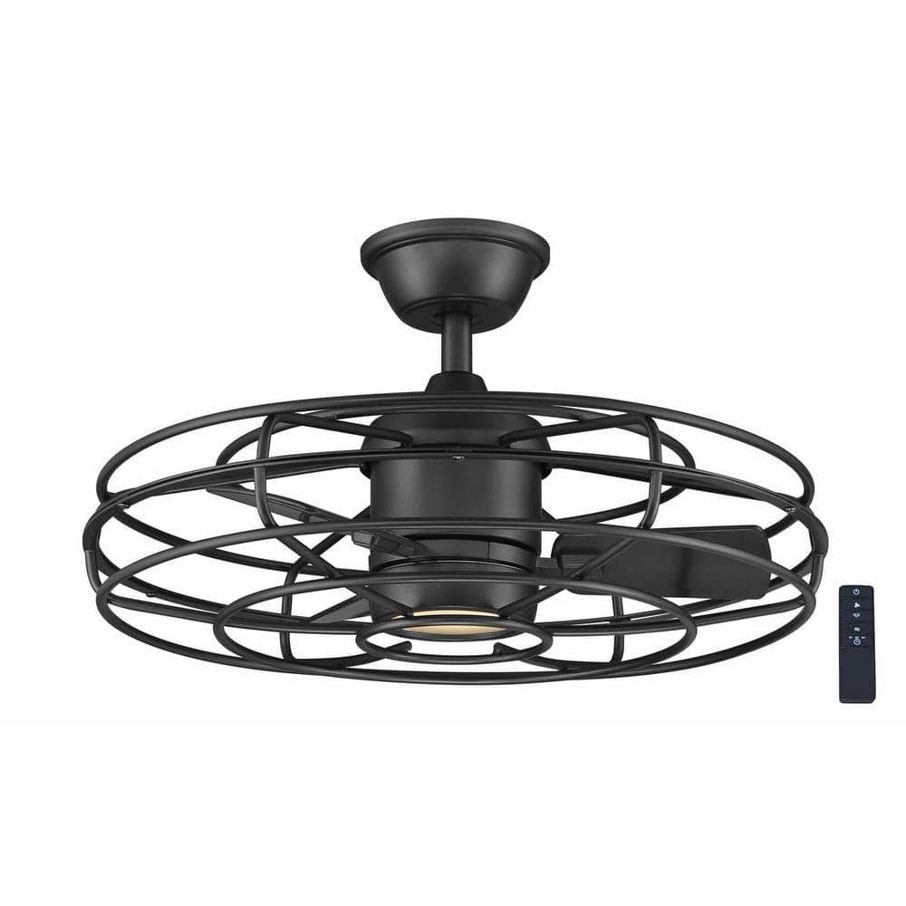 Heritage Point 25 in. Integrated LED Indoor Natural Iron Ceiling Fan with Light and Remote Control