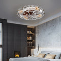 Industrial Cage Ceiling Fan - Low - Profile 7 - Blade Fan with Remote & Light - Modern Rustic Cooling for Small Spaces
