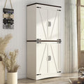 71" Tall Farmhouse Kitchen Pantry Cabinet, 5 Layers Storage Cabinet with Adjustable Shelves, Farmhouse Pantry Cabinet with 4 Barn Doors