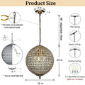 1-Light 12" Retro Antique Gold Crystal Globe Chandelier Small Sphere Pendant Light