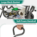 Portable Garden Hose Reel Cart Holds 300FT of 5/8" Large Capacity, Heavy - Duty Metal Hose Cart with 4 Wheels & Storage Basket for Lawn Yard
