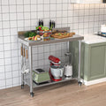 AECOJOY Stainless Steel Table with Backsplash 48"x18" Prep Tables for Commercial Kitchen