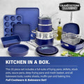 Classic Blue 20-Piece Aluminum Ultra - Durable Non - Stick Diamond Infused Cookware and Bakeware Set